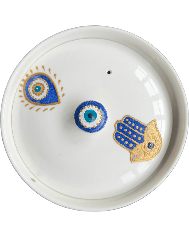Casa Duniya Hand-Painted Evil Eye Jar Amara Evil Eye Ceramic Jar