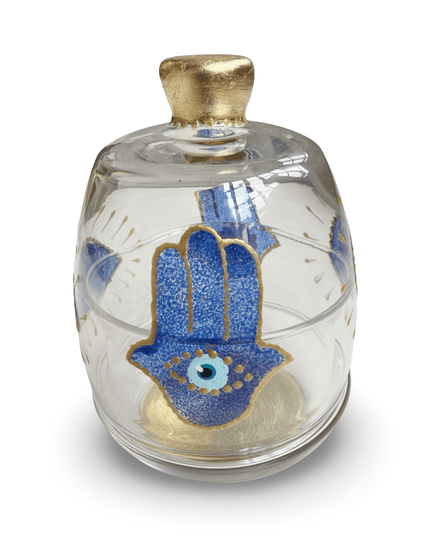 Casa Duniya Hand-Painted Evil Eye Jar Safiya Glass Nazar Jar