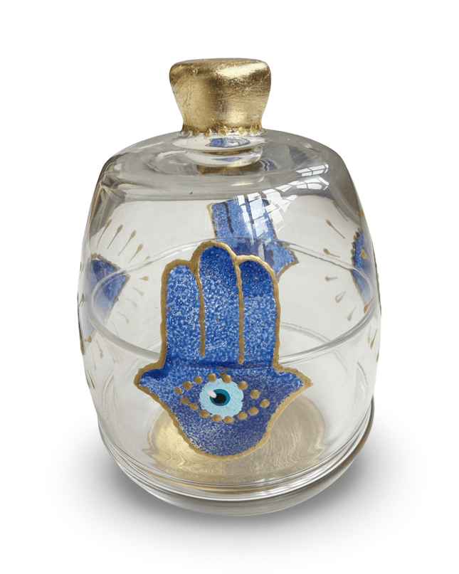 Casa Duniya Hand-Painted Evil Eye Jar Safiya Glass Nazar Jar