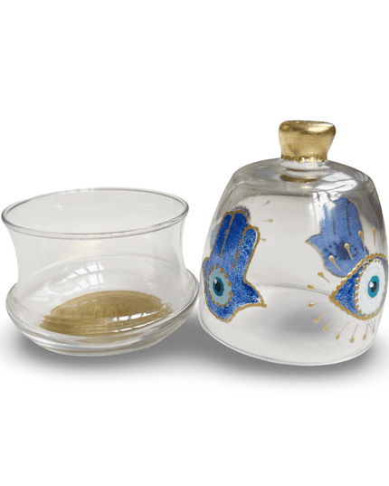 Casa Duniya Hand-Painted Evil Eye Jar Safiya Glass Nazar Jar