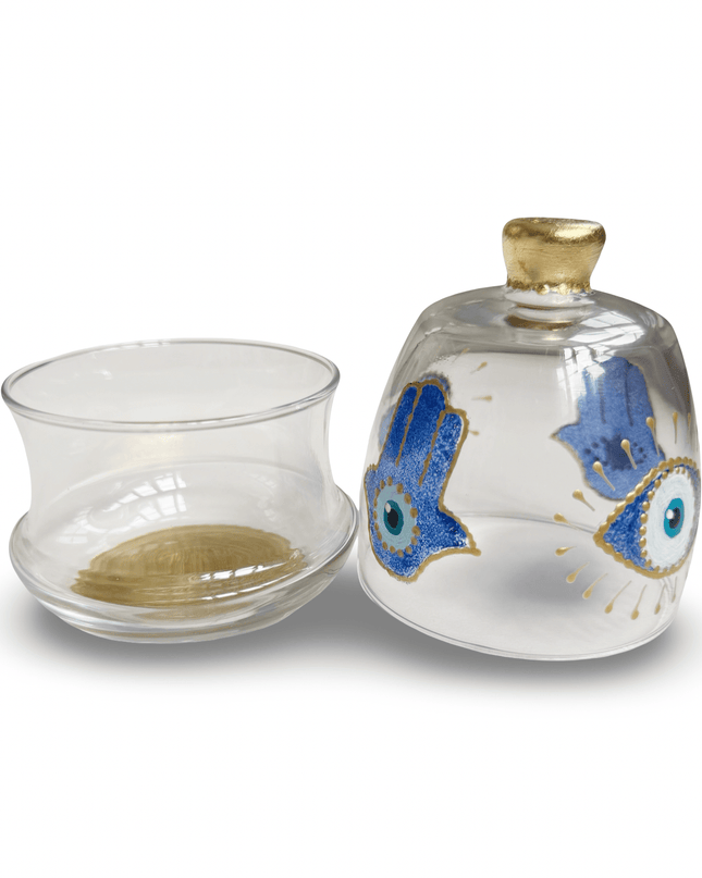Casa Duniya Hand-Painted Evil Eye Jar Safiya Glass Nazar Jar