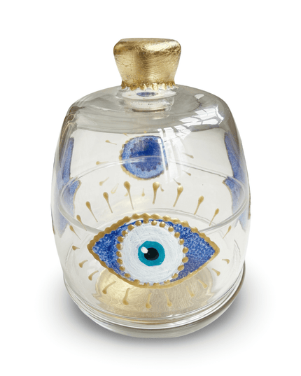 Casa Duniya Hand-Painted Evil Eye Jar Safiya Glass Nazar Jar