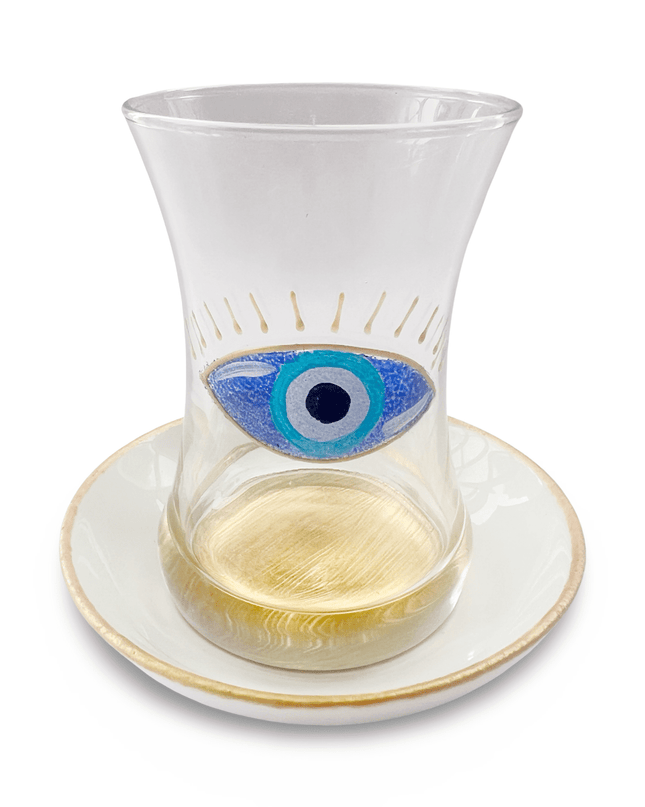 Hand-Painted Evil Eye Teacup and Saucer