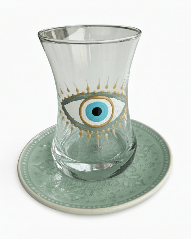 Casa Duniya Hand-Painted Evil Eye Teacup Set Salma Teacups (set of 6)