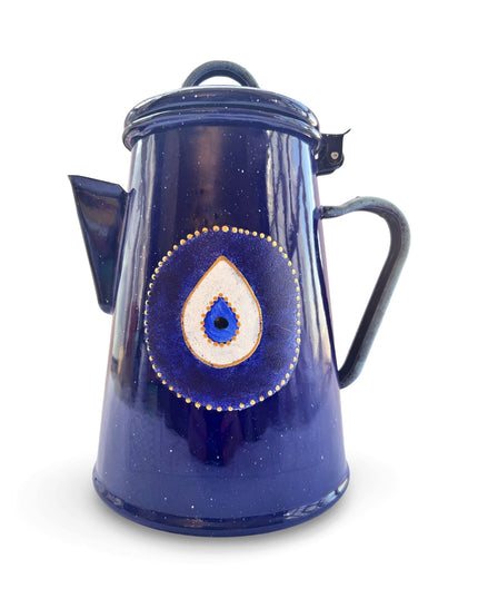 Blue Metal Hand-Painted Evil Eye Teapot