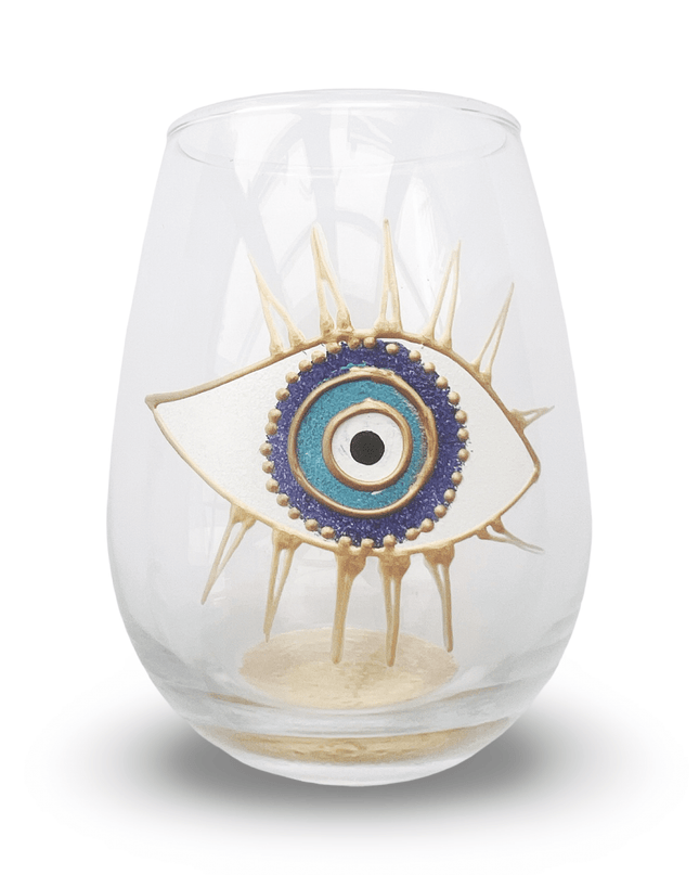 Hand-Painted Evil Eye Water Glass
