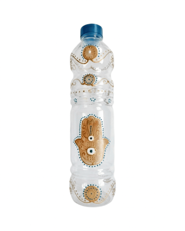 Casa Duniya Hand-Painted Hamsa Water Bottle Bronze Sadia Water Bottle