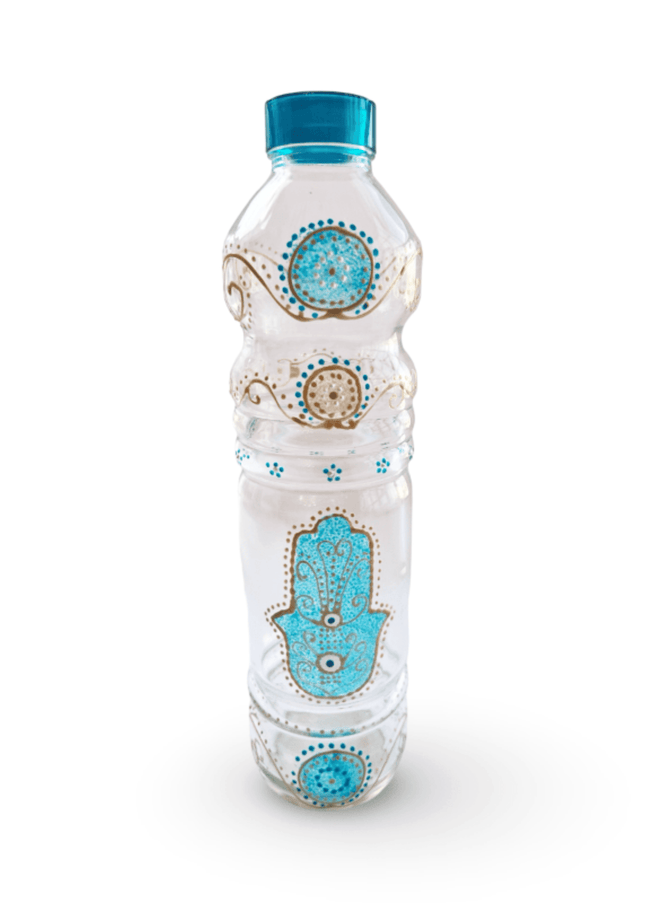 Casa Duniya Hand-Painted Hamsa Water Bottle Sadia Water Bottle