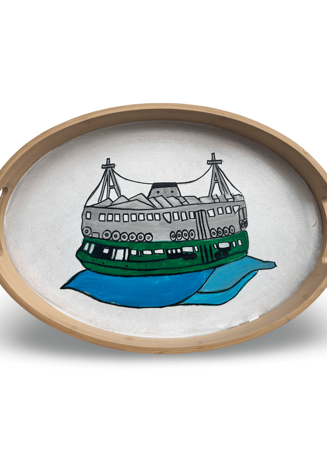 Casa Duniya Hand-Painted Hong Kong Star Ferry Tray Hong Kong Star Ferry Tray