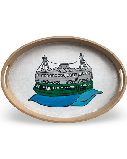 Casa Duniya Hand-Painted Hong Kong Star Ferry Tray Hong Kong Star Ferry Tray