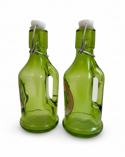 Casa Duniya Hand-Painted Oil Dispenser Green Evil Eye Swing-Top Olive Oil & Vinegar Dispenser