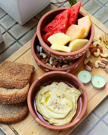 Casa Duniya Handcrafted Serving Bowls Clay Ramekins with Tribal Design (set of 3)