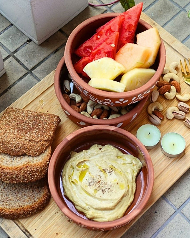 Casa Duniya Handcrafted Serving Bowls Clay Ramekins with Tribal Design (set of 3)