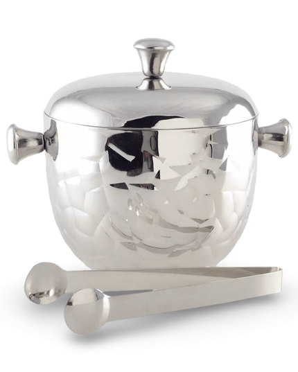 Silver Ice Bucket with Tongs and Cover
