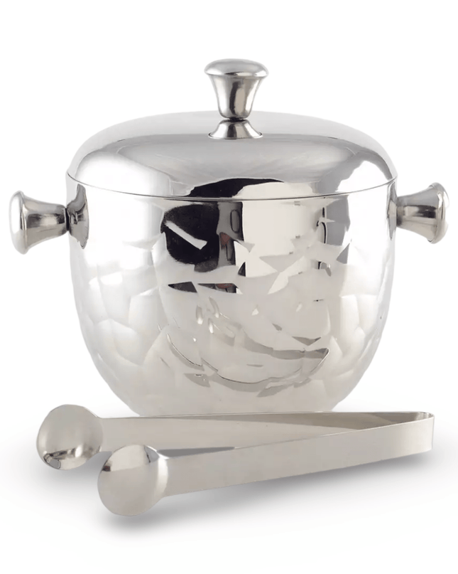Silver Ice Bucket with Tongs and Cover