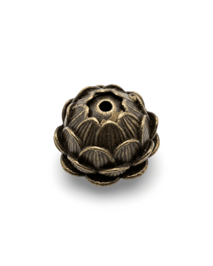 Kamal lotus-shaped oxidized metal incense holder
