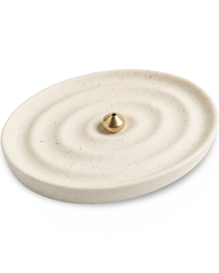 Moti white and gold oval ceramic incense holder