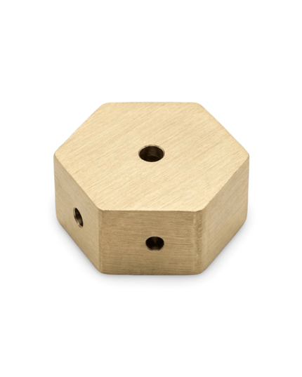 Shatkon gold brushed metal hexagon incense holder, laid flat