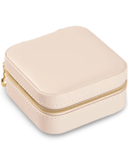 Beige PU Leather Square Jewelry Box