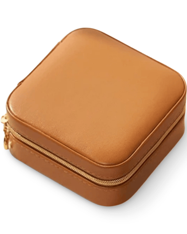 Brown PU Leather Square Jewelry Box