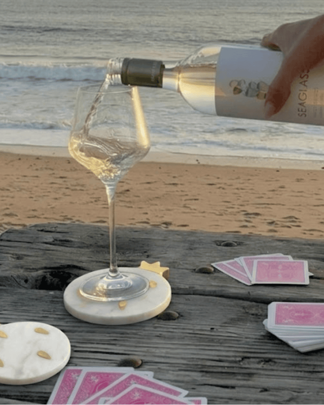 Casa Duniya Marble Coasters White Brass Inlay Granada Marble Coasters