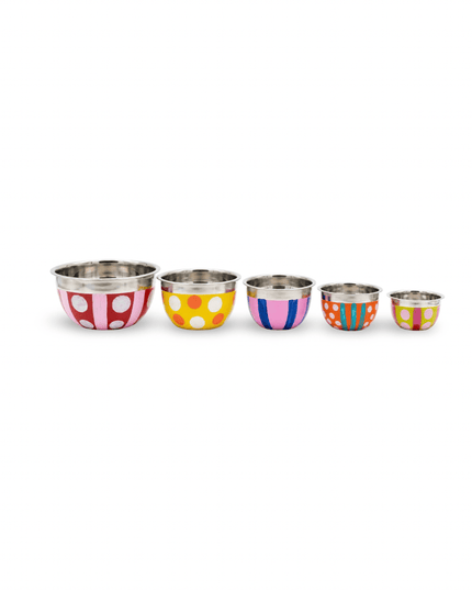 Rima hand-painted metal nesting mixing bowls, detail