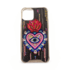 Embellished Iphone 11 Pro Phone Case Accessory Black Heart Evil Eye Flame