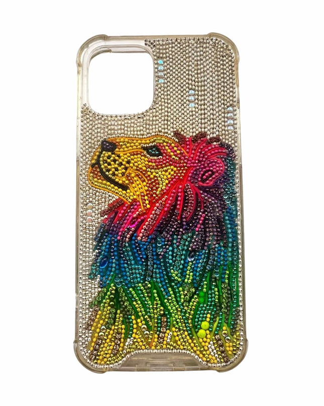 Embellished Iphone 12 Pro Phone Case Accessory Multi-Colored Rainbow Lion