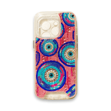 Load image into Gallery viewer, Embellished Iphone 14/15 Pro Phone Case Accessory Pink Blue Evil Eye
