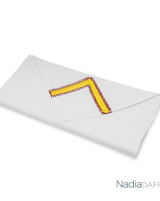 Nadia Dafri White Cotton Hand-embroidered Yellow Napkin