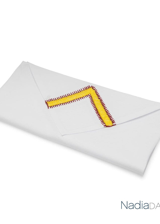 Nadia Dafri White Cotton Hand-embroidered Yellow Napkin
