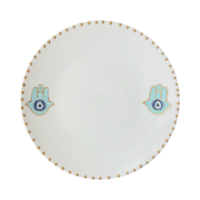 Load image into Gallery viewer, White Dessert Plates with Hand Painted Hamsa Nazar Evil Eye
