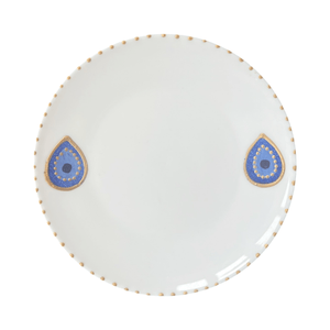 White Dessert Plates with Hand Painted Nazar Evil Eye