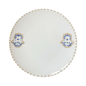 White Dessert Plate with Hand Painted Hamsa 
