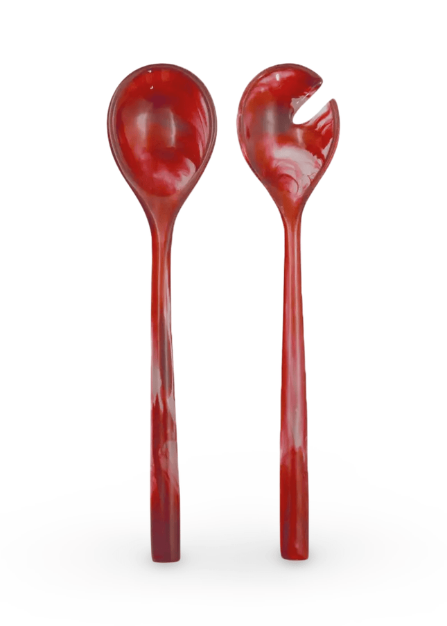Two Red Resin Salad Servers