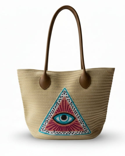 Casa Duniya Sequins Evil Eye Tote Bag Eliza Evil Eye Beach Bag