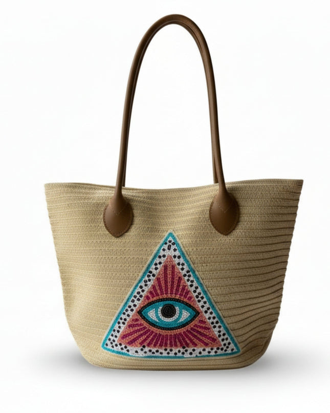 Casa Duniya Sequins Evil Eye Tote Bag Eliza Evil Eye Beach Bag