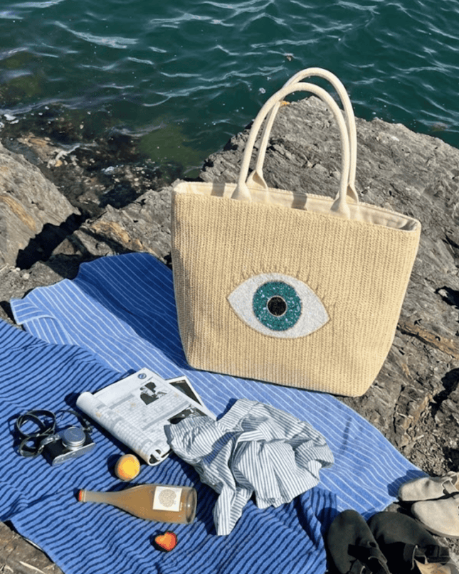 Casa Duniya Sequins Evil Eye Tote Bag Salmiya Evil Eye Beach Bag