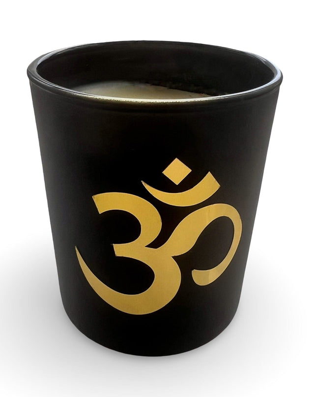 Black Lemongrass Candle with Gold OM