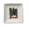 Red Hong Kong Taxi Trinket Tray with Hong Kong Skyline in Black