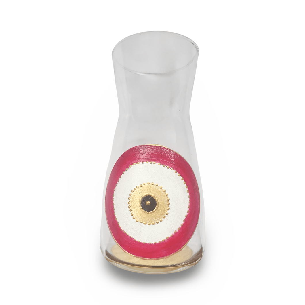 Hand Painted Evil Eye Nazar Red Water Carafe Jug