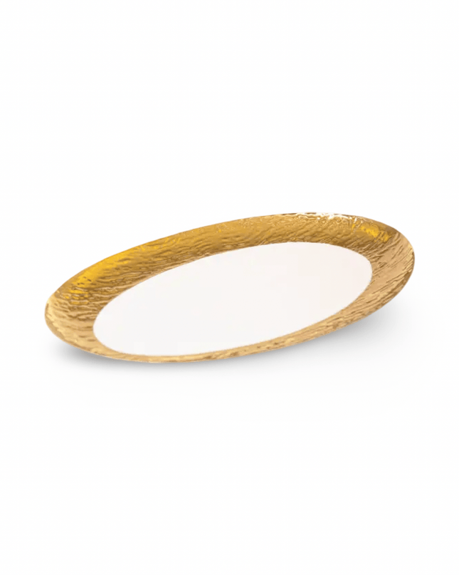 Casa Duniya White & Gold Porcelain Platter Sona Serving Platter