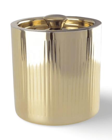 Ribbed Brushed Gold Ice Bucket with Cover