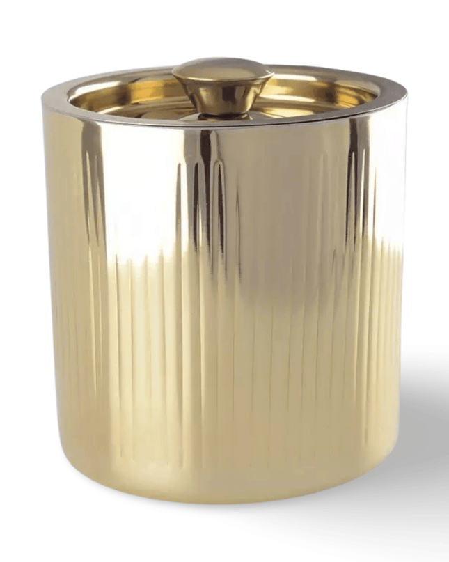Ribbed Brushed Gold Ice Bucket with Cover