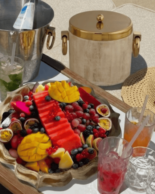 Casa Duniya Wooden Double-Walled Ice Bucket White Wood Ice Bucket with Cover