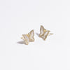 Gold Diamond Pearls Butterfly Earrings