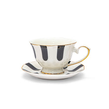 Load image into Gallery viewer, Black and White Striped Porcelain Teacup
