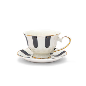 Black and White Striped Porcelain Teacup