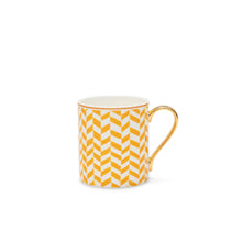 Load image into Gallery viewer, Yellow and White Mug with Gold Handle
