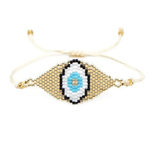 Load image into Gallery viewer, Gold Beaded Bracelet with Gold Evil Eye
